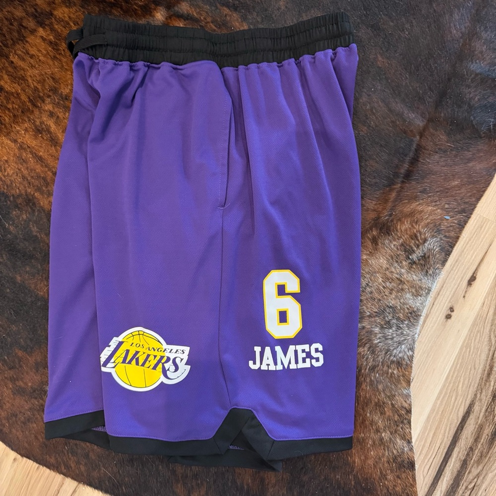 Men’s NBA LA Lakers Basketball Shorts LeBron James #6 Los Angeles Size Large
